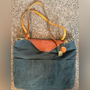 Luxurious Tan and Blue Tote Bag